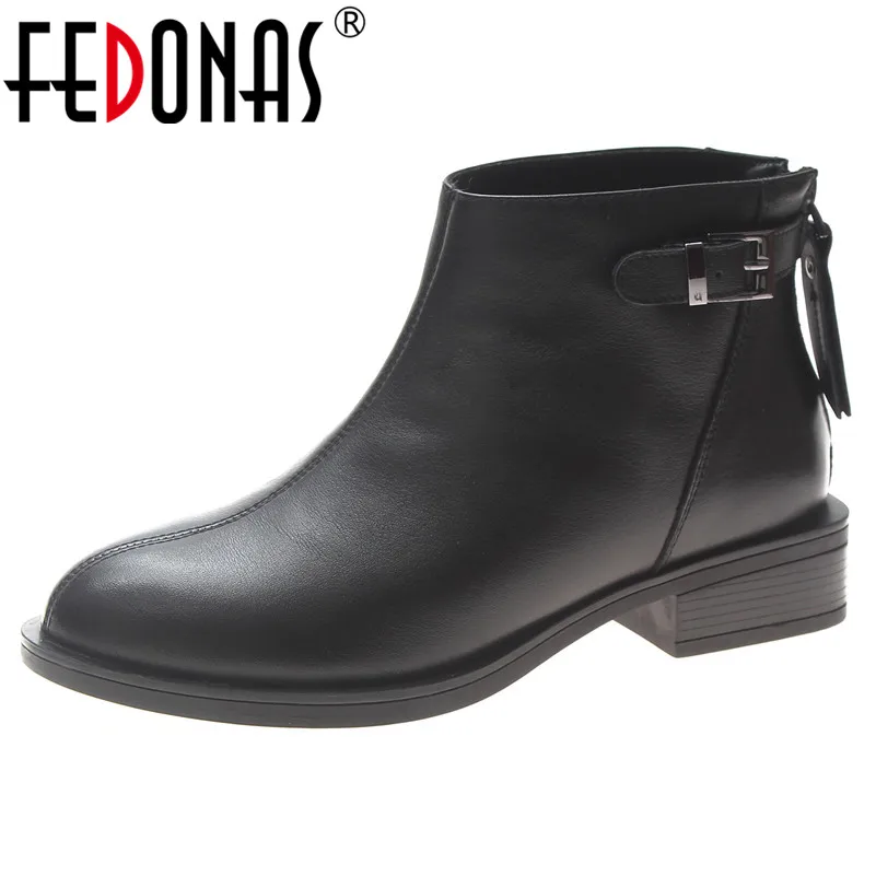 

FEDONAS New Fashion Punk Sexy Shoer Party Shoes Woman 2019 Autumn Winter Genuine Leather Women Ankle Boots Party Office Shoes