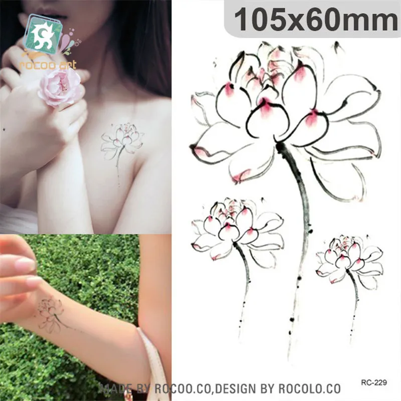 022 40 De Réductionsimple étanche Temporaire Tatouages Pour Hommes Femmes 3d Lotus Fleur Image Conception Tatouage Autocollant Livraison Gratuite