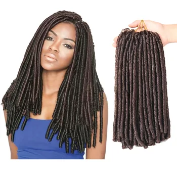 

SAMBRAID Soft Dreadlocks Crochet Braids 14 inch Crochet Hair Pure Color 30 Roots/pack Burgundy Synthetic Braiding Hair For Women