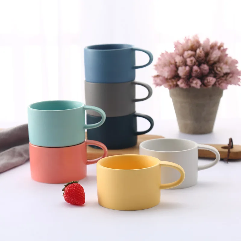 

Brief Colour Macaron Coffee Mug Lover Milk Nespresso Cup Tazas Para Cafe Cheap Ceramic Frosted Tea Tumbler Tasse Cafe Wholesale