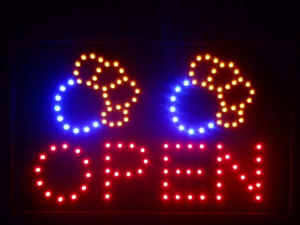 

nled073-r Dog Paw Print OPEN Pet Shop LED Neon Sign 16" x 10