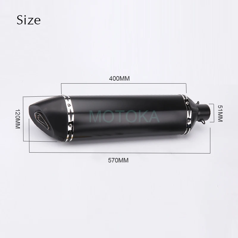 Entrada 51mm de Escape de la motocicleta de punta de fibra de carbono Láser Universal Akrapovic silenciador 570mm escapar CBR300 CB650F FZ6 silenciador