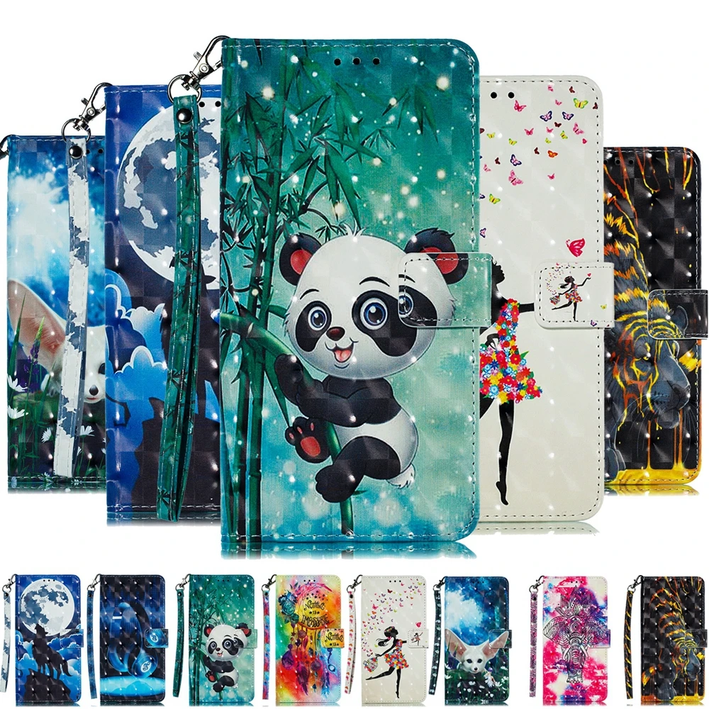 

New Fashion 3D Cute Panda Phone Case for Etui Samsung S8 S9 S10 Painted PU Leather Cover for Samsung S8 S9 S10 Plus Note 9 Funda