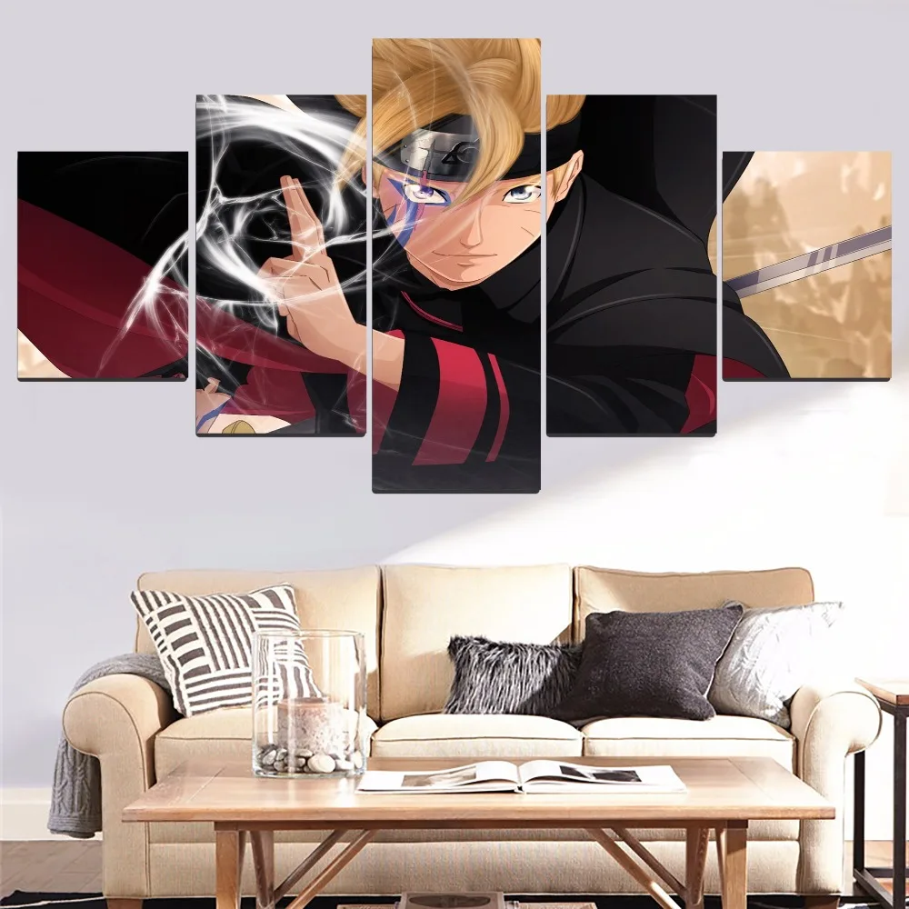 Modern Painting Top-Rated Canvas Print Wall Art Modular Pictures 5 Pieces Anime Boruto Artwork Home Decorative Living Room | Дом и сад