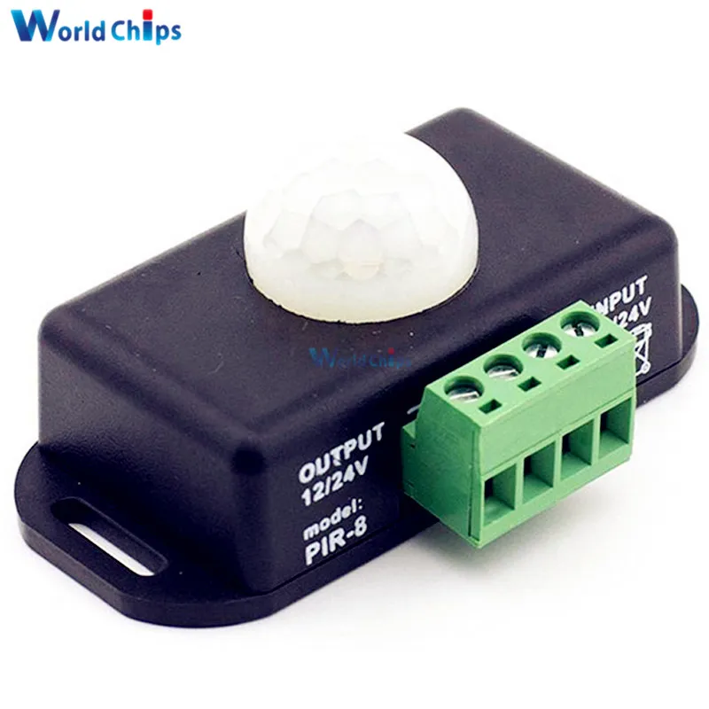 

DC 12V 24V 8A Automatic Adjust PIR Motion Sensor Switch IR Infrared Detector Light Switch Module for LED Strip Light Lamp