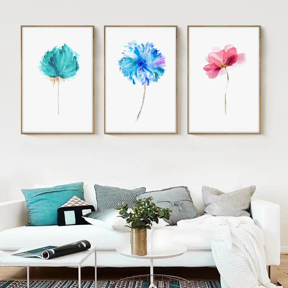 Modern-Watercolor-Beautiful-Plant-Floral-Flower-Rose-A4-Canvas-Art-Print-Nordic-Posters-Wall-Picture-Home (2)