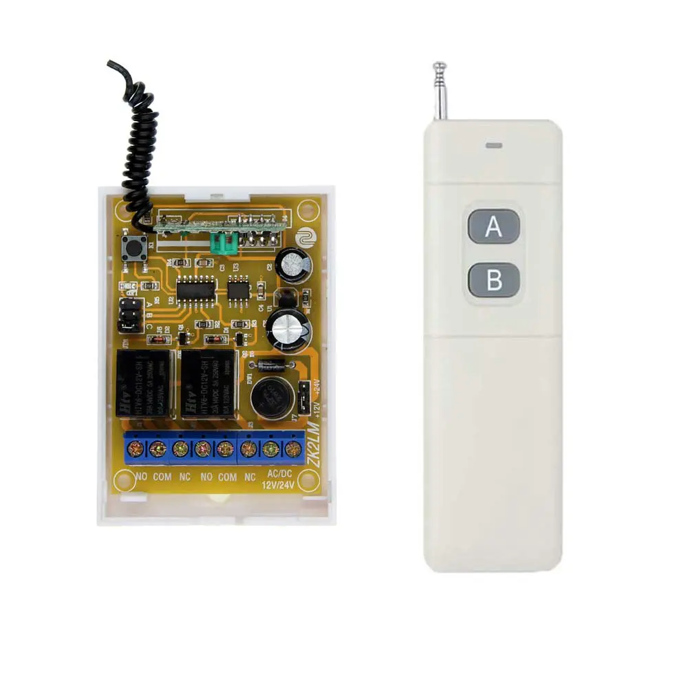 

2 IN 1 3000m Wide Range DC 12V 24V 10A 2CH 2 CH RF Wireless Remote Control Switch System Transmitter + Receiver 315/433 MHz