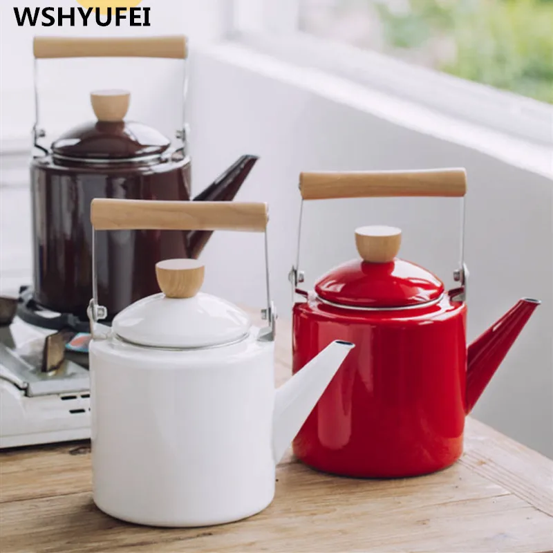 1 шт. 2.2L эмалированный кофейник ручной чайник индукционная плита газовая плита универсальная WSHYUFEI