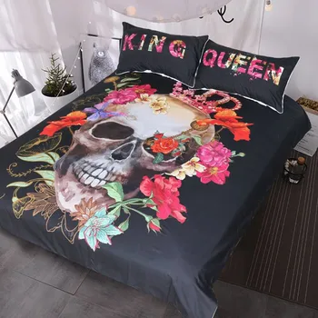 

3D sugar skull Bedding Set for king skulls duvet cover sets with pillowcase AU Queen Bed bedline bedroom home textile