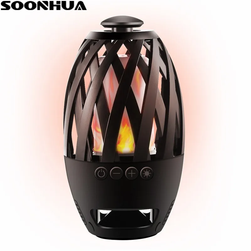 

SOONHUA Flame LED Lamp Bluetooth Speaker V4.2 Wireless Stereo Subwoofer Loudspeakers Atmosphere Soft Light Musical Audio