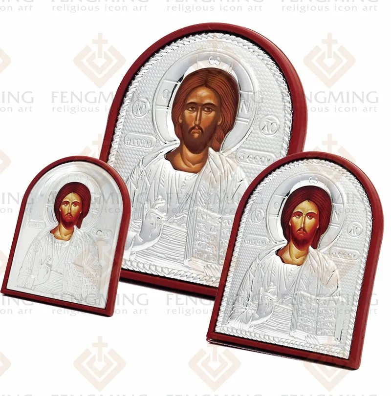 3 шт./компл. разного размера металлическое серебристое икону на Пластик Иисуса Христа византийского искусства церкви расходные материалы