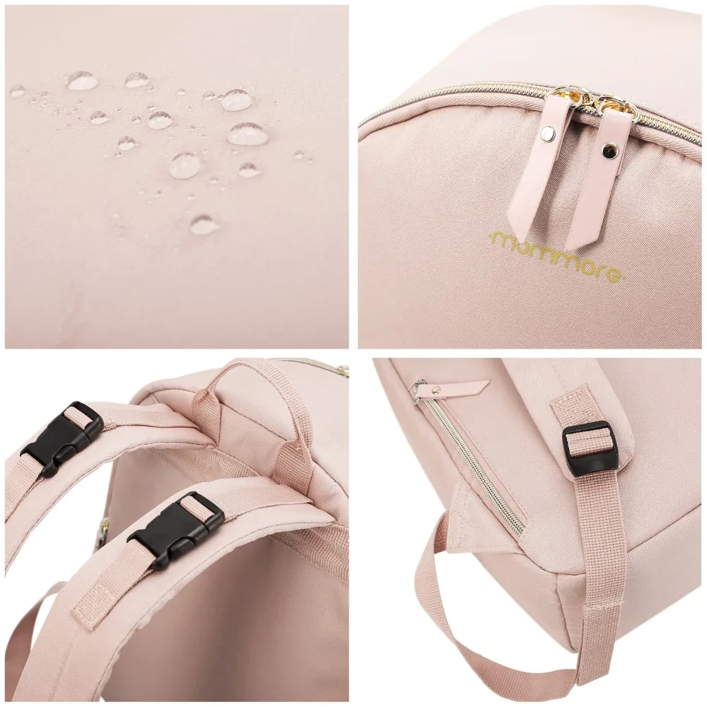 Mommore pequeño moda pañal mochila impermeable viaje bolsa de pañales con cambiador Pad bolsa de enfermería para el cuidado del bebé - 4