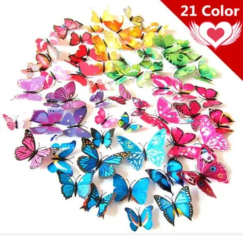 Free shipping 12pcs Art Design 3D Butterfly wedding decor Decal Wall Sticker Home Decor Room Decorations