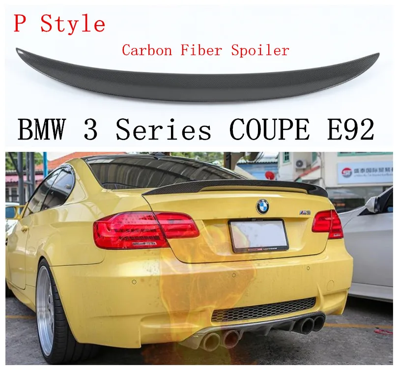

P Style Carbon Fiber Spoiler For BMW 3 Series COUPE E92 M3 320 325 330 335 2006-2013 High Quality Trunk Spoilers Accessories