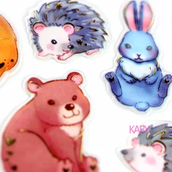 

Lovely Forest Animals Fox Squirrel Hedgehog Bear Glitter Shiny Gilded Crystal Scrapbooking Stickers Accessory Diary Stationery
