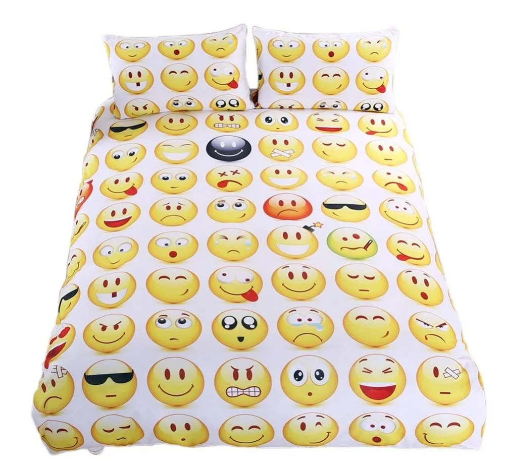 

Emoj Duvet Cover Set No Comforter Lovely Emoji Pattern Design Bedding Set for Bedroom