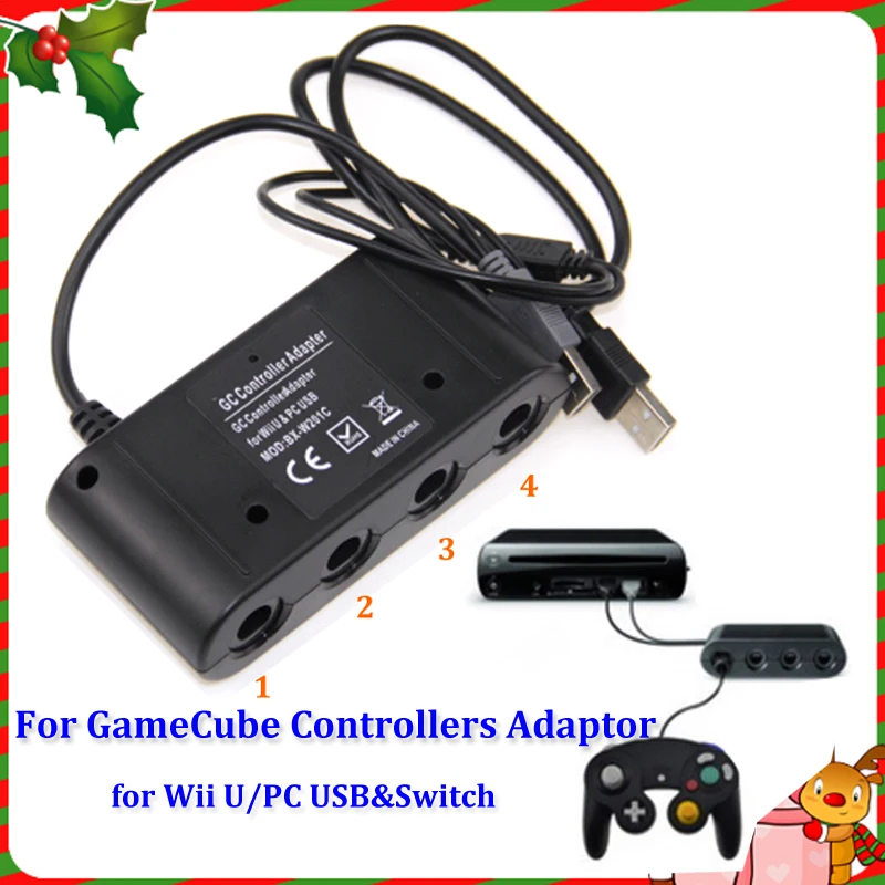 

4 Ports for GC GameCube to for WiiU PC Nintend Switch Controller Adapter for WiiU PC for Nintend Switch Controller USB Adapter