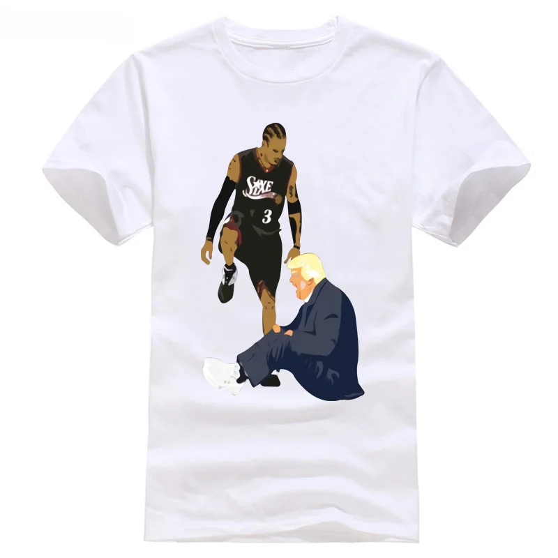 Allen Iverson Crossing, футболка с Дональдом Трампом, летняя футболка,, короткий рукав, размера плюс - Цвет: Белый