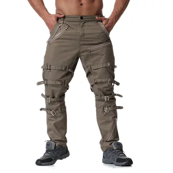 

K013 New Fashion large size trend men's clothing young men's Cotton pants personality metal decoration leisure Men's trousers