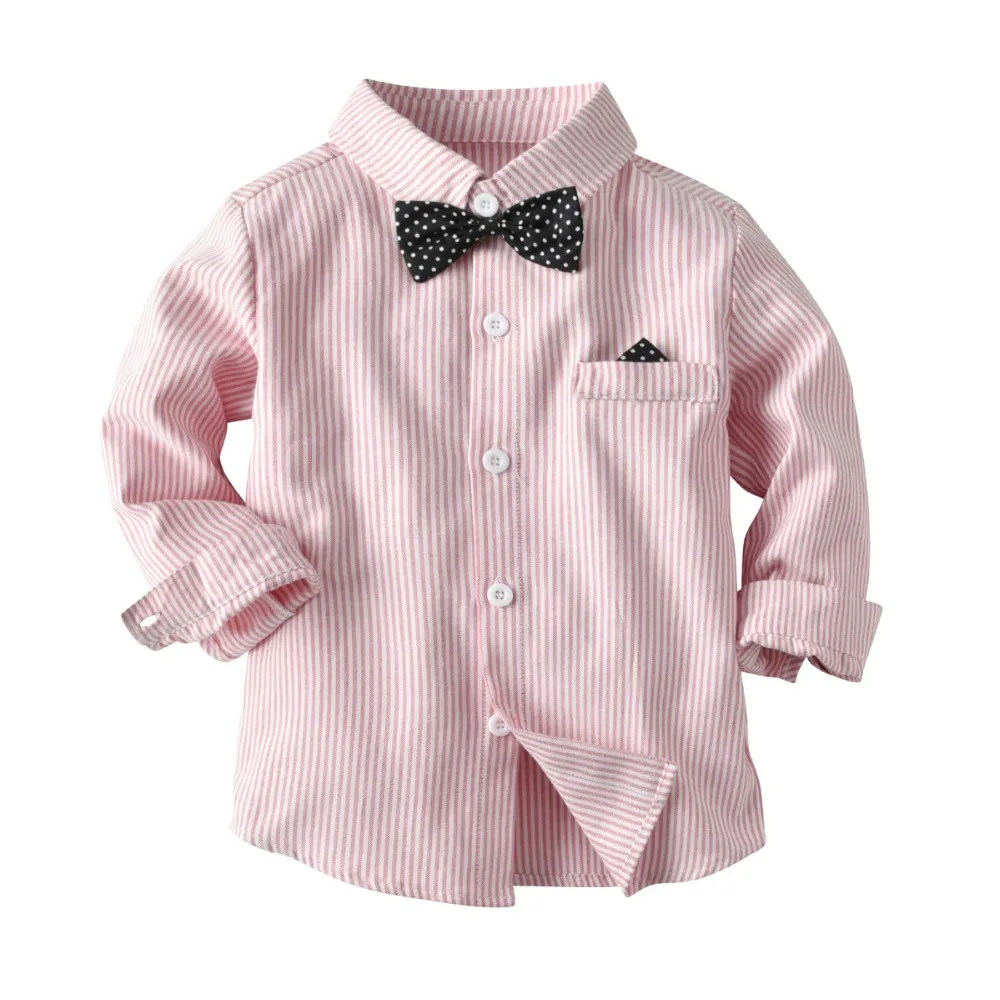 Костюм для маленьких мальчиков полосатая жилетка из двух предметов рубашка с длинными рукавами брюки с галстуком-бабочкой для джентльменов, детский осенний костюм