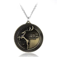Dongsheng Hot TV serie Juego de tronos tema collar Vintage aleación ciervo moneda colgante collar para hombres accesorios de joyería-30