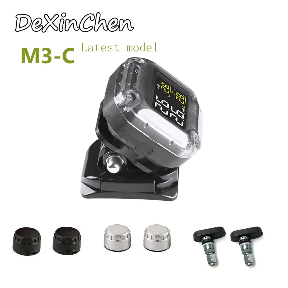 

Motorcycle TPMS Tire Pressure Monitor Motorcycle Alarm System with External/internal Sensor Wireless LCD Display