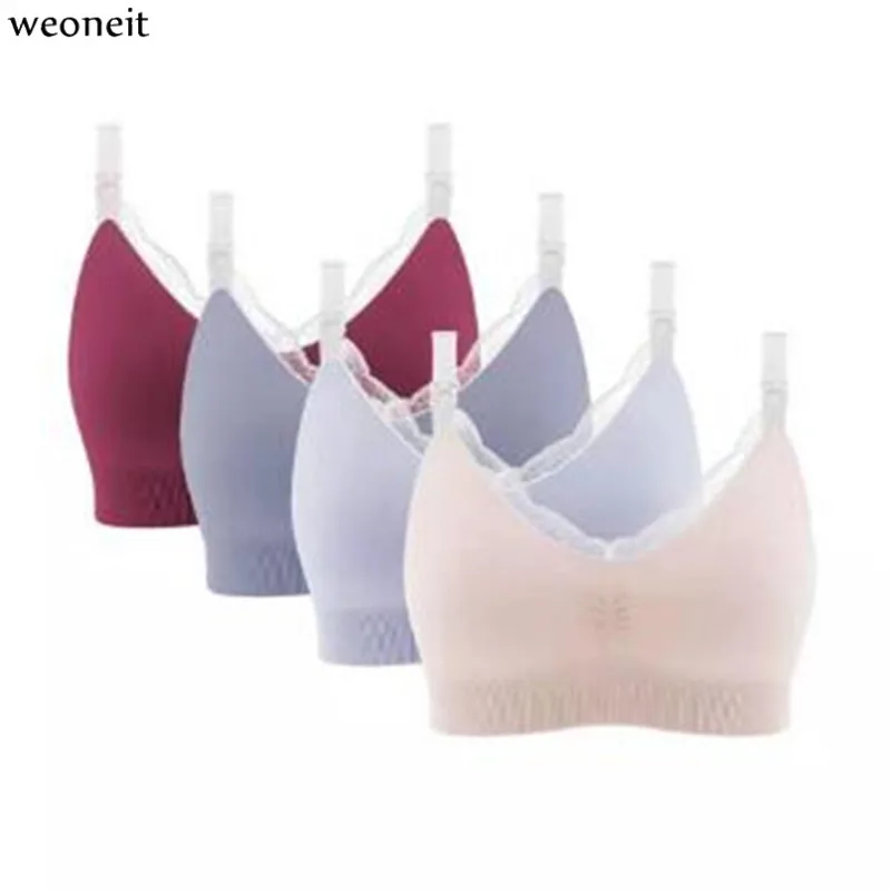 

Weoneit Breastfeeding Bra Pregnancy Clothes Maternity Nursing Bra Feeding Bra for Soutien Gorge Allaitement Women Lace Underwear