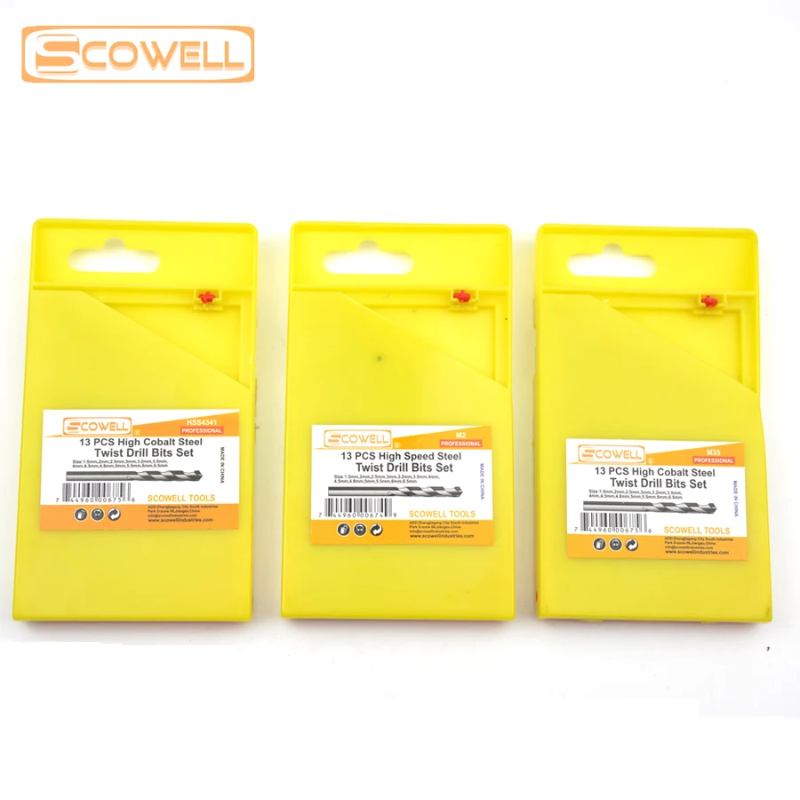Free Shipping: 20%OFF 13pcs HSS 4341/M2 Twist Drill Bit Set,1.5-6.5mm HCO Cobalt Drill Bit Kit for Metal Drilling With Metal Box