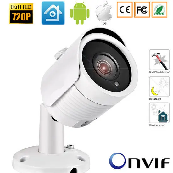 1.0MP/2MP пуля 720 P IP Камера 1080 Открытый ИК 20 м HD Безопасности Водонепроницаемый Ночное