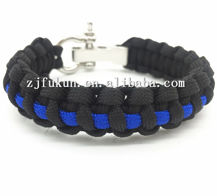 

Police Blue Line Paracord Survival Bracelet with Adjustable Shackle POLICE LIVES MATTER CROSSFIT ME AGAINST MYSELF