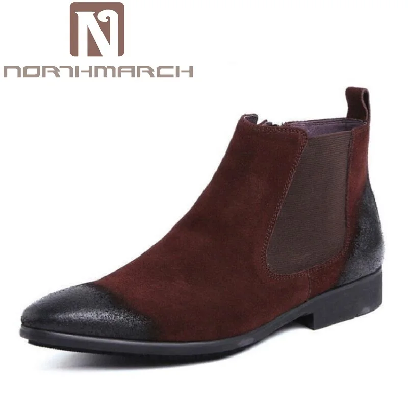 

NORTHMARCH Ankle Boots With Zipper High Quality Leather Brown Men Business Office Shoes Retro Black Chelsea Boots Zapatos Hombre