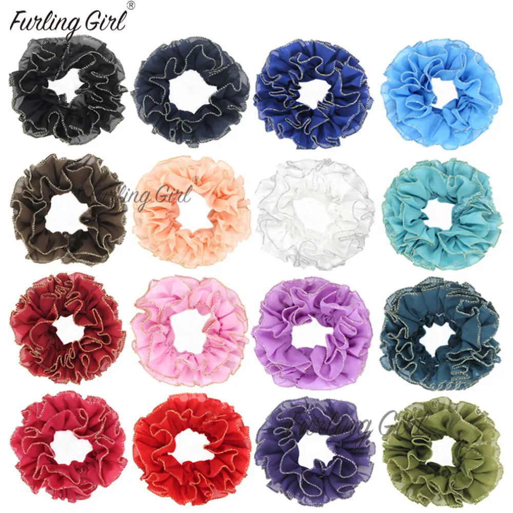 

Furling Girl 1PC Women Fashion Gold Rims Flower Hair Scrunchies Elastic Hair Bands Bun Hair Ties Ponytail Loop Hair bands