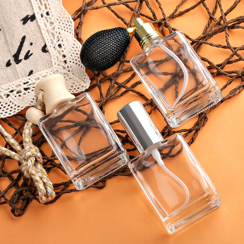 3PCSlot 10ML Square Women Perfume Bottle Car Hanging Refillable Air Freshener Atomizer Empty Atomizer Ball Cosmetic Containers (2)