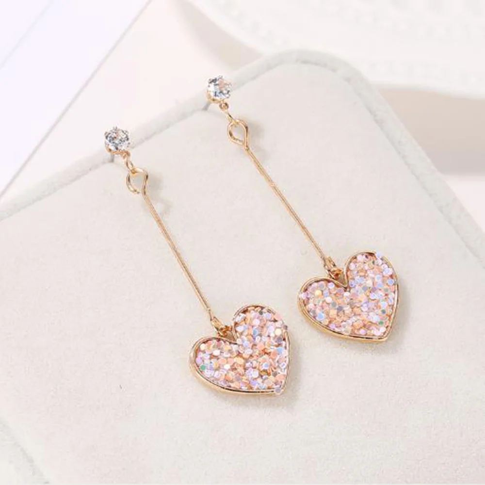 

Women Earrings Love Rhinestone Earrings Girl Shiny Sequins Accessories Jewelry for Women