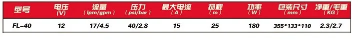 Fl-40 DC 17l/мин 40psi 12 В водяной насос микро мембранный насос отлично подходит для морских и RV Применение