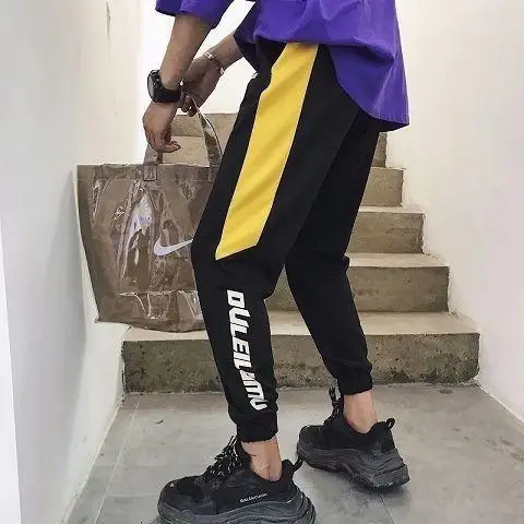 Корейские мужские брюки в стиле хип-хоп, мужские брюки-карандаш с графическим принтом, повседневные штаны для фитнеса, мужские Модные спортивные брюки в стиле панк - Цвет: 12