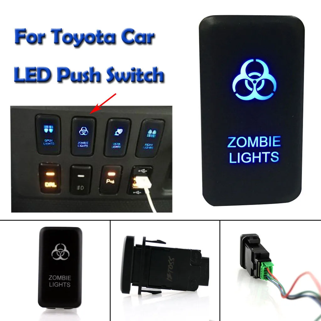 

Brand Car Accessories New 12V Push Switch Blue ZOMBIE LIGHTS For 100 Series 1998-2007 For Hilux KUN26R GGN25R 2005 - Current