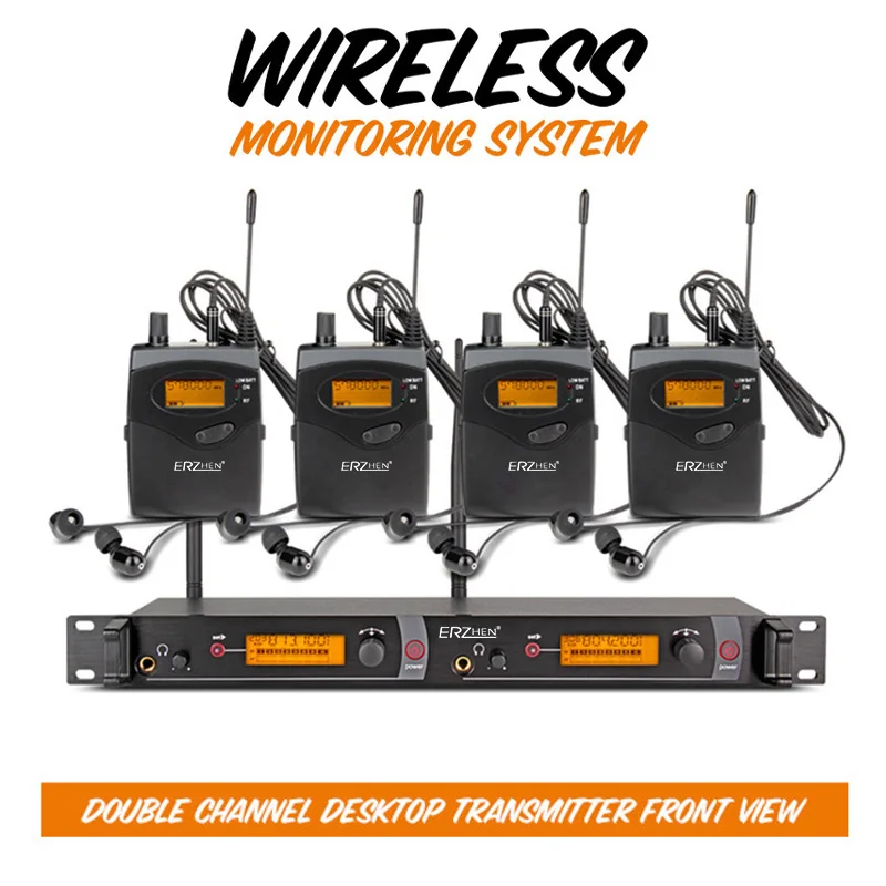 

In Ear UHF Wireless Monitor System Professional for recording studio/on-stage Monitoring Dual Channel 1 Transmitter+4 Receivers