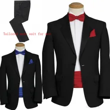 Горячая Рекомендовать Black одну кнопку жениха смокинги Slim Fit свадебное платье Пром Праздник мужчин костюм(куртка+ брюки+ галстук