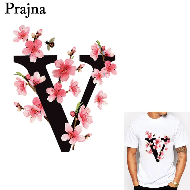 Prajna персиковые цветы V теплопередачи украшения одежды DIY аксессуары моющийся