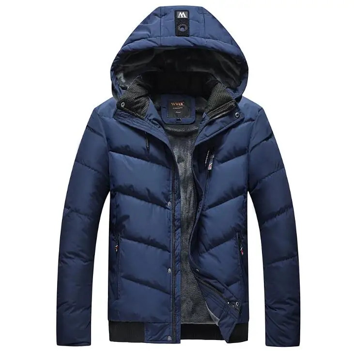 dark blue Новое мужское модное повседневное теплое зимнее пальто с мехом внутри зимняя куртка парки 0607-015 - Цвет: dark blue