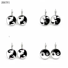 Новые/Стильные Гламурные модные серьги с фотографией, выпуклые и вогнутые стеклянные инкрустированные серьги
