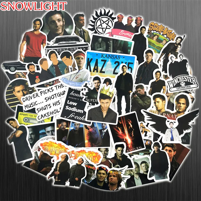 50pcs Drama Show Supernatural SPN Sticker Pvc Waterproof DIY Cartoon Stickers For Skateboard Laptop Luggage BicycleToy Sticker