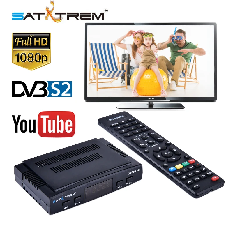 

Satxtrem X800S HD DVB-S2 Digital Satellite TV Receiver DVB S2 FTA Sat TV Decoder Full 1080P HD Set Top Box Support USB PVR