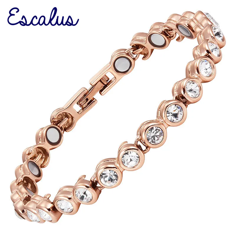 

Escalus Party Women's Rose Gold Color Magnetic 24pcs Crystals Jewelry Bracelet Ladies Bangle Wristband Charm Bracelets