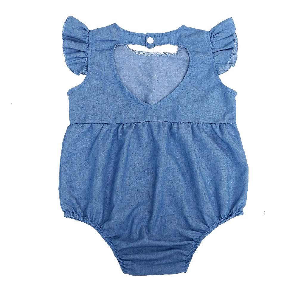 Baby Denim Rompers Newborn Ruffles Denim Romper Toddler Kid Baby Girl