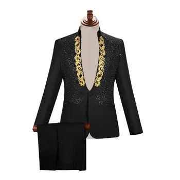 

Men Singer Stage Show Host Ceremonies Wedding Blazer Pants Two-piece Set Suit new