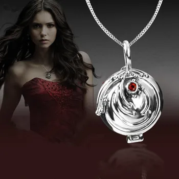 

925 Silver Vampire Diaries Elena Lucky Verbena Pendant Necklace, Sterling Silver Locket Charm Necklace