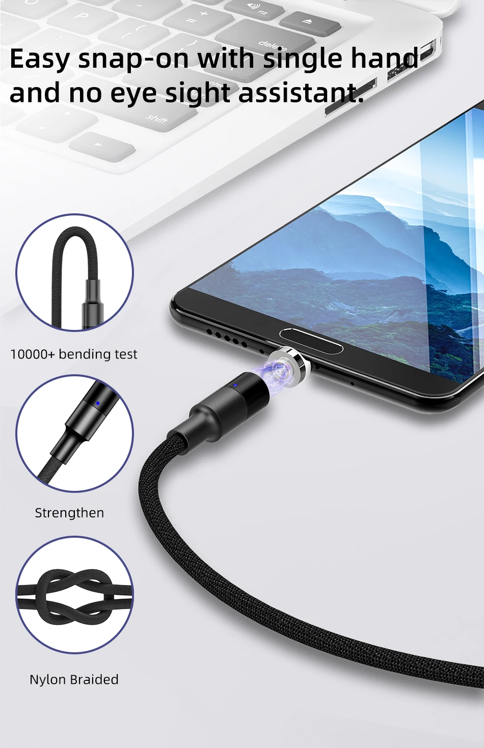 IHaitun роскошный Магнитный usb-кабель 3A type C для samsung QC 3,0 type C Micro Quick Charge 4,0 Fast type-C для iPhone 11 Oneplus 7 Huwei P30 Pro Samsung S10 Plus Note 10 X 8 Xiaomi 9 Redmi Note 7