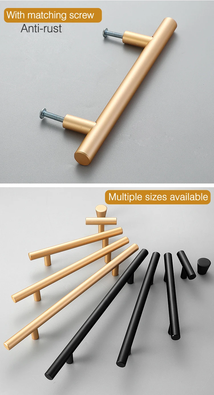 Door Handles T Bar Pull Straight Handle Drawer Knobs (12)